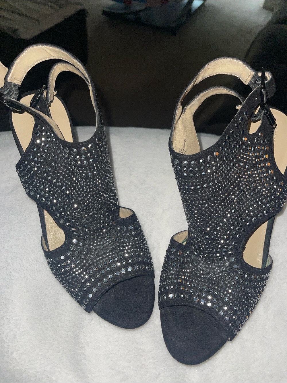 INC International Concepts Black Studded Open-Toe High Heel Sandals